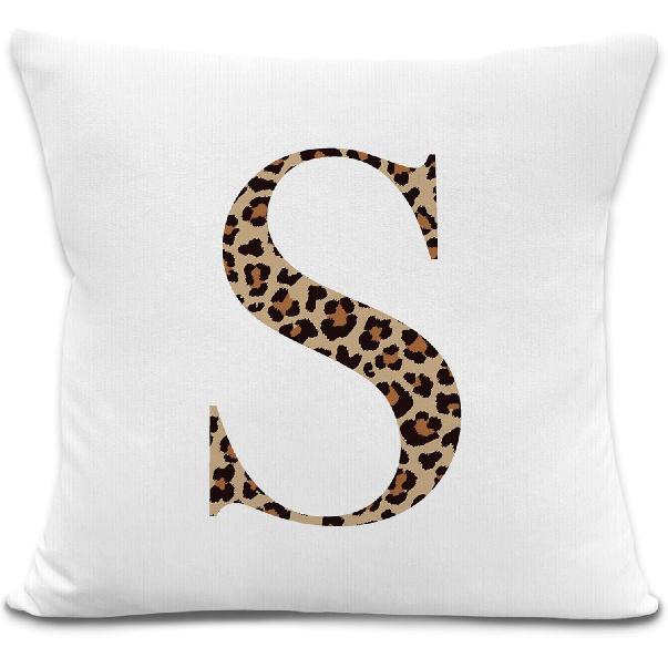 Leopard Print Initial Letter A Throw Pillow Covers, Cheetah Room Decor, Monogram Cheetah Print Decorative Pillowcases Cushion Cases for Home Bedroom