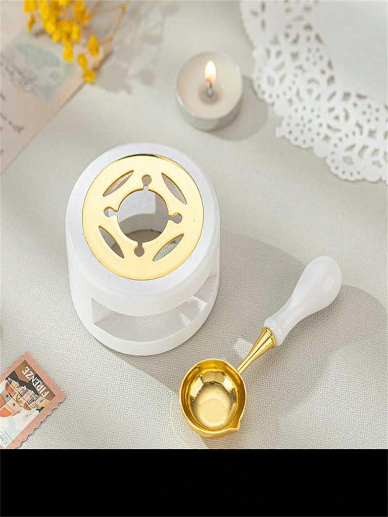 2PC/SET Wax Seal Stamp Kit With Sealing Wax Warmer, Wax Melting Spoon For Wedding Gift Envelopes