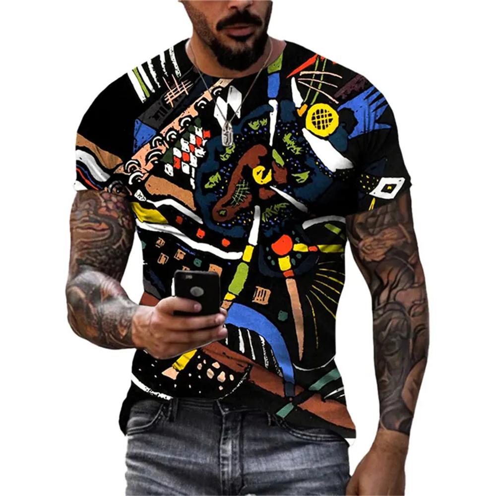 New Abstract Graffiti Street Style Men's T-Shirt 3D Stereo Printing Trend Fashion Harajuku Round Neck Short Sleeve T Shirts Tops