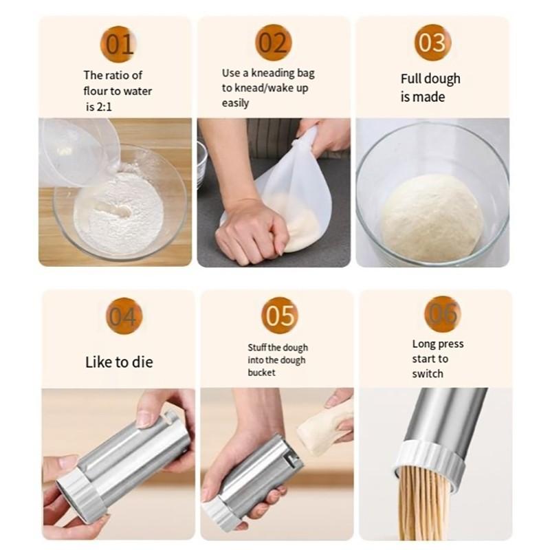 Household Stainless Steel Electric Noodle Maker Cordless Handheld Automatic Noodle Pasta Noodle Baking Machine