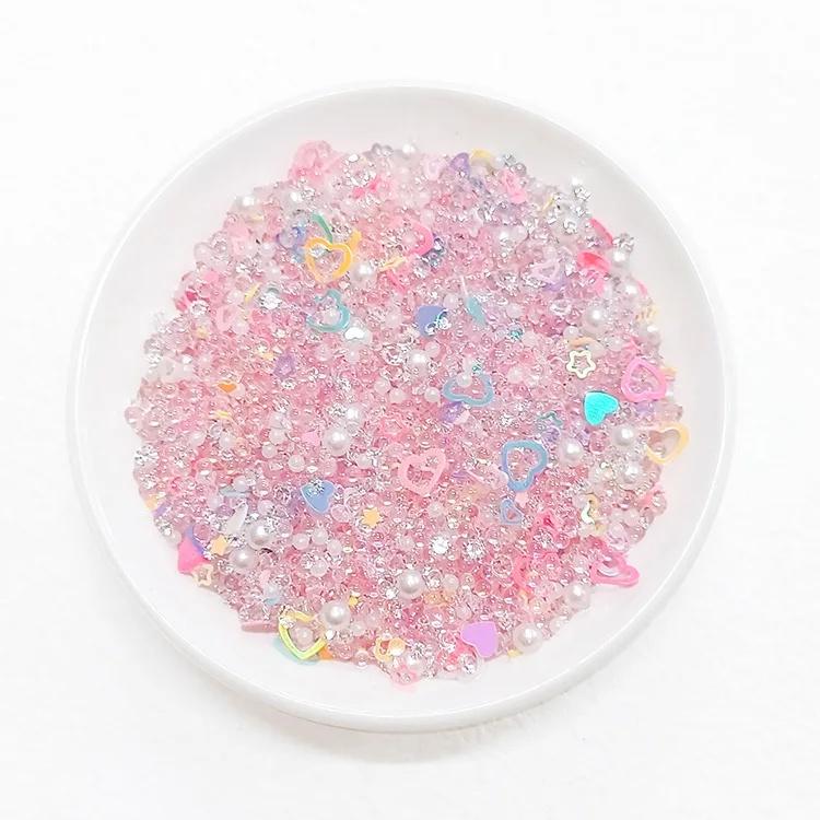 50g/Beutel Gemischte Harz Glitzernde Lochlose Perlen 2mm-7mm Strasssteine Schillernde Perlmuttfarbene Creme Imitation Blase Bastelzubehör
