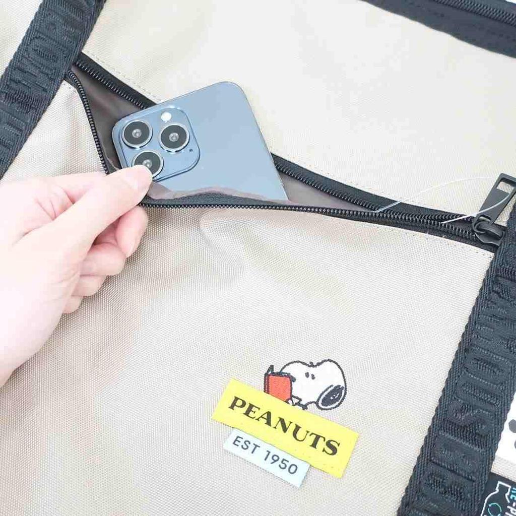 Snoopy Peanuts Roll Boston Boston Bag Water Repellent Large Capacity 24L Shoulder Bag Snoopy0462 Beige [Marimo Craft] Women's (SPZ-3755)