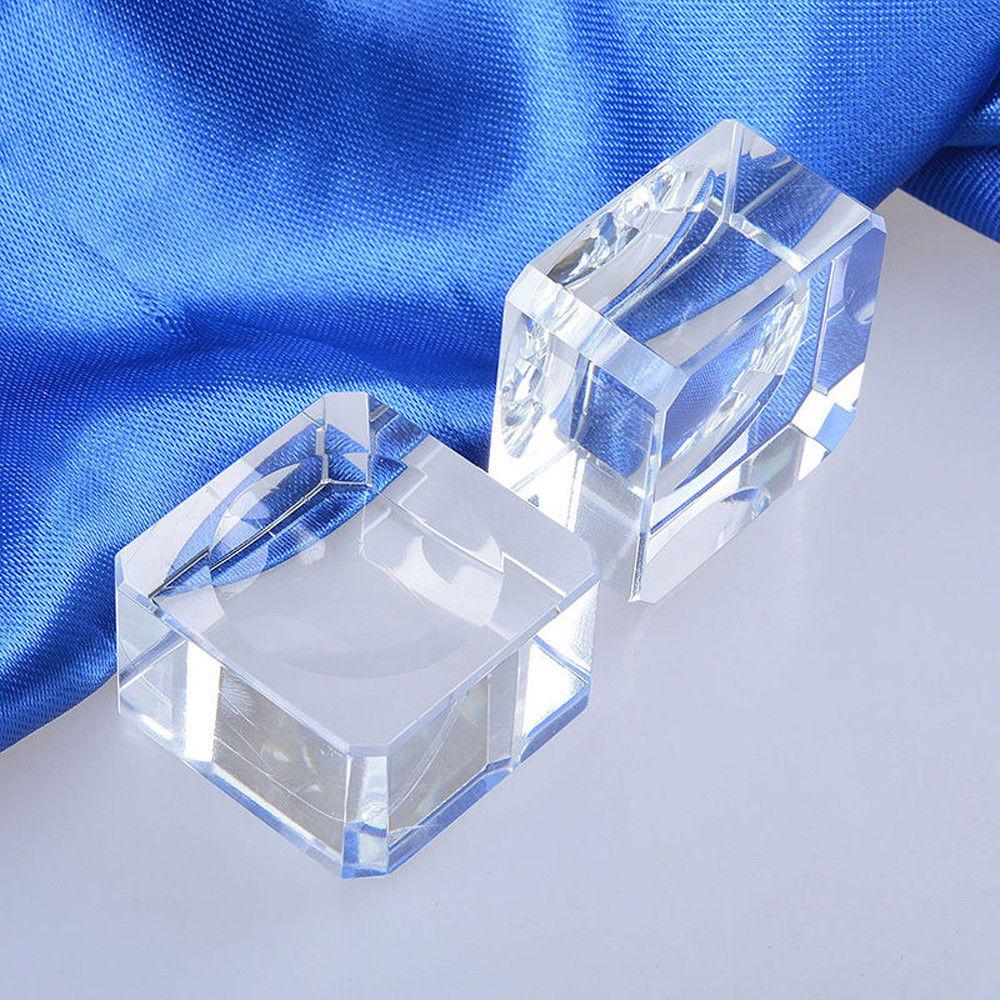 Display Base Stand Holder with Clear Glass Square Dimple Blocks for Crystals