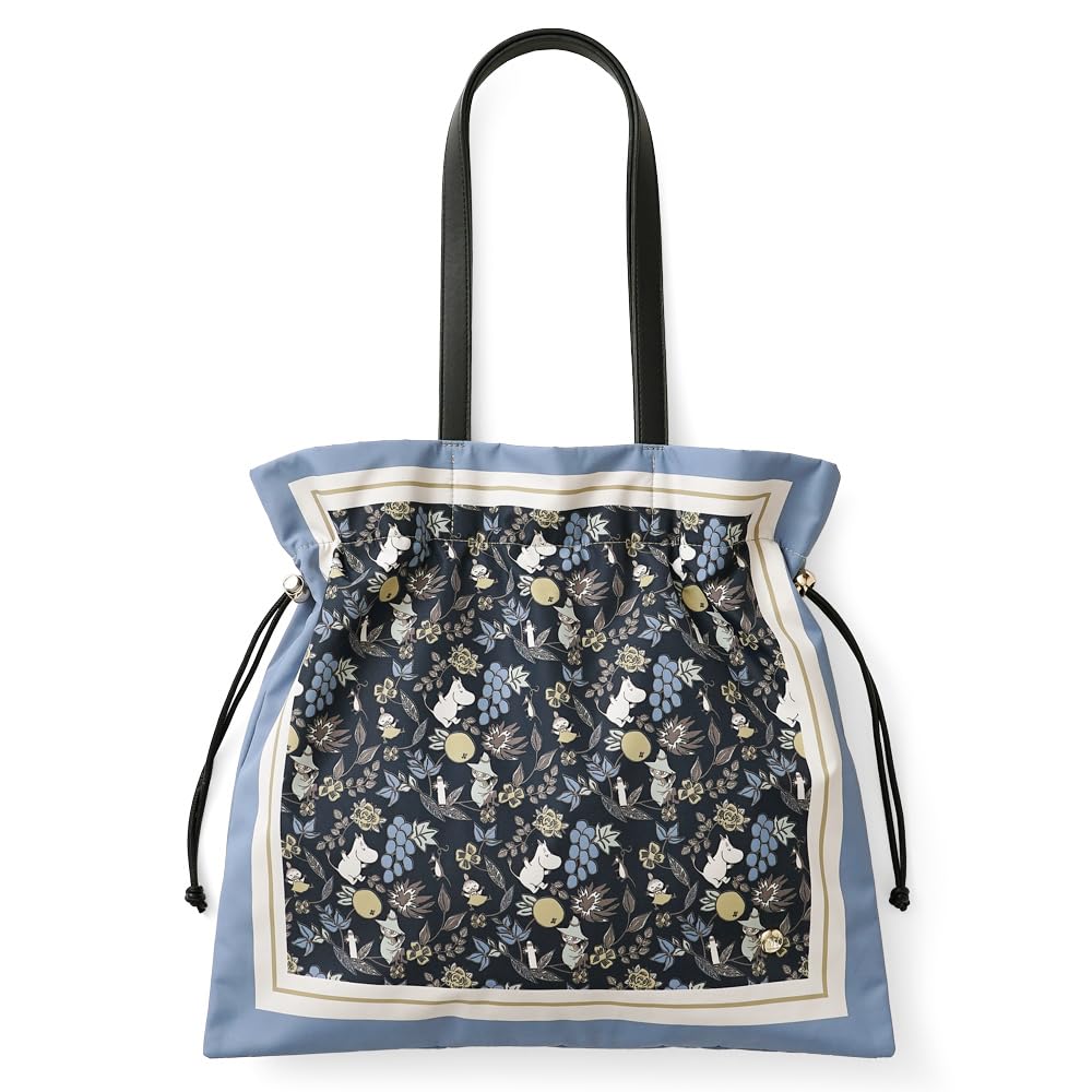 

Official [MOOMIN] Tote Bag, Drawstring Bag, Scarf Print, Little My, Moomin, Snufkin, and Hattifatteners, Stylish Handbag, Nordic Design, RMSC-01