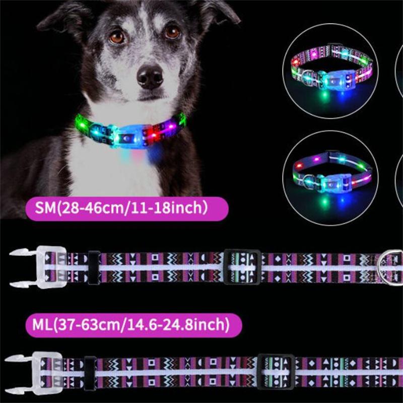 LED Dog Pet Collars Luminous Necklace Buckle IP68 Waterproof Rechargeable Martingale Dog Hunting Stuff for Big Breed Reflective