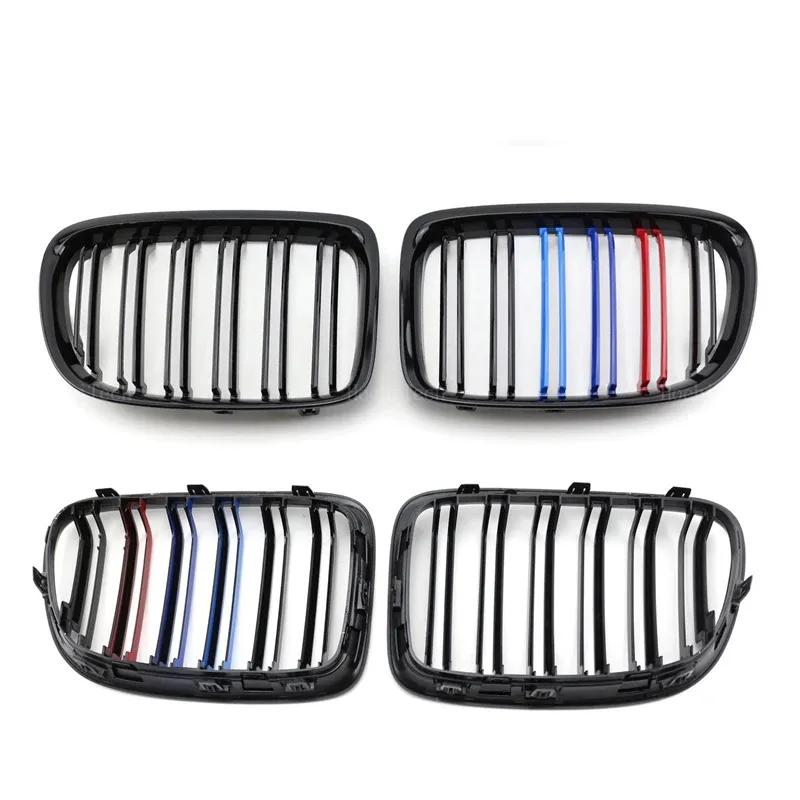 Car Gloss Black Front Bumper Grille For BMW X1 E84 2010-2015 Sport Grill Double Slat Line Grilles Kindey Grills