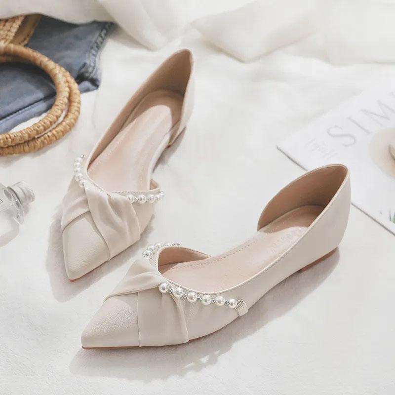 

WTEMPO Одинарные туфли с острым носком. Женские туфли на низком каблуке с мягкой подошвой. Удобные и дышащие туфли в сказочном стиле. Нежный темперамент и элегантные универсальные туфли на плоской подошве. 40