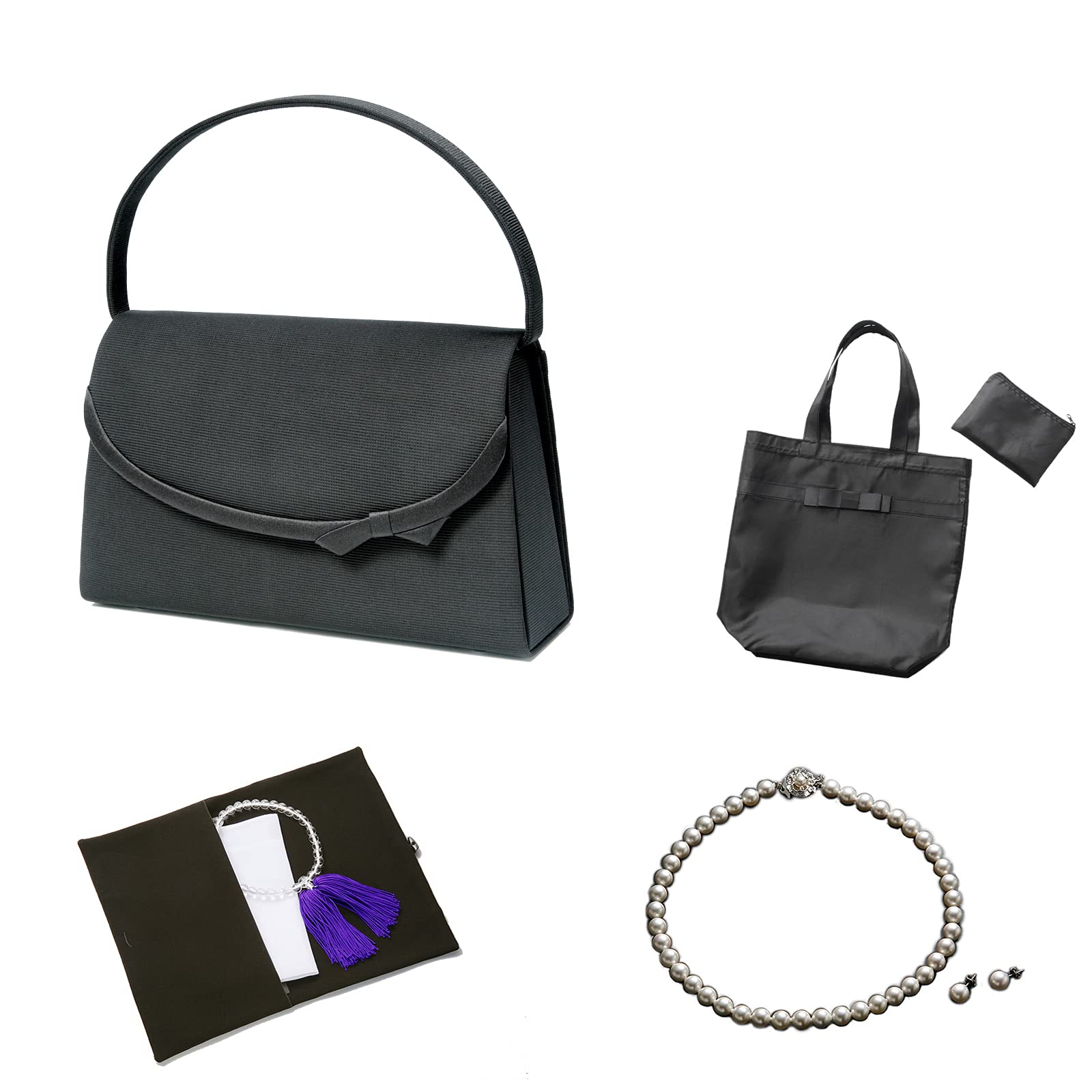 

Formal bag necklace earrings handkerchief prayer beads tote 3 [Margaret Gold] [7-piece set] P/L