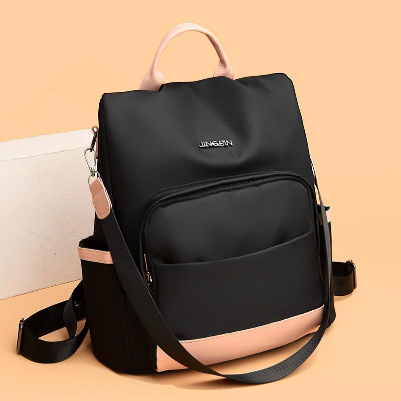 Letter Patched Backpack for Women, Simple Plain Large Capacity Travel Backpack, Anti-theft Convertible Casual Shoulder Bag