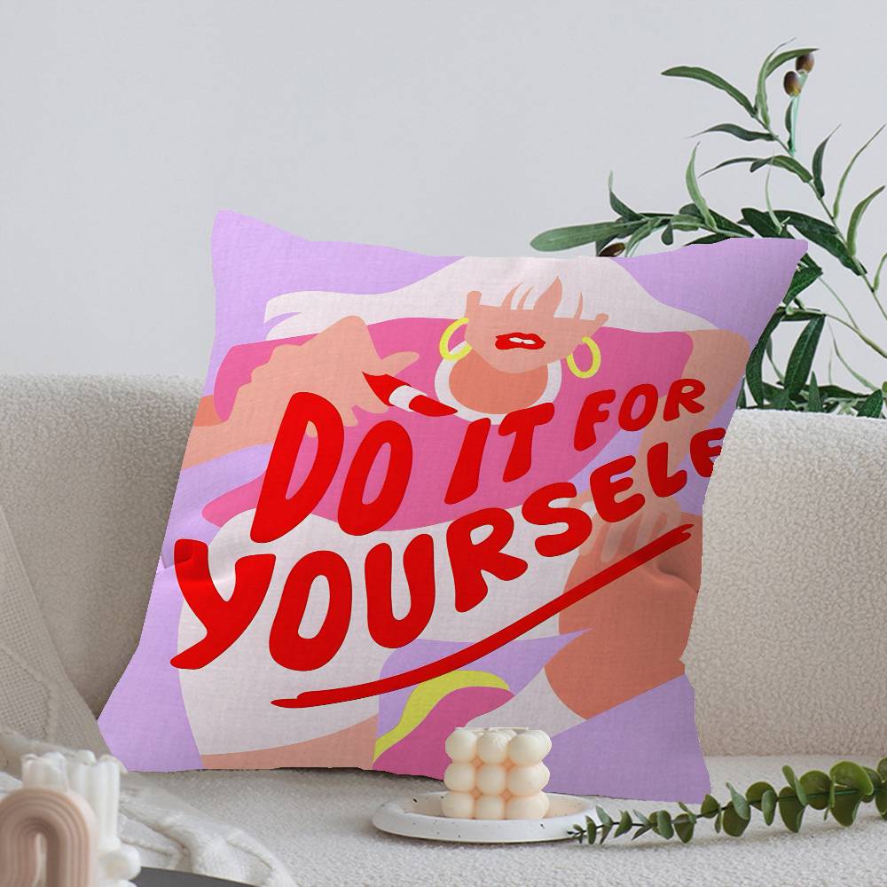 Feminist Fashion Art Pink Girl Cushion Cover Decorative Pillow Sofa Home Decor case pillow cases