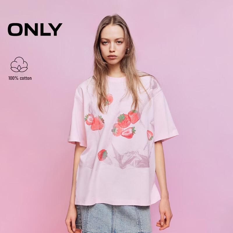 ONLY 2026 Women s Strawberry Print Loose Cotton T-Shirt XL
