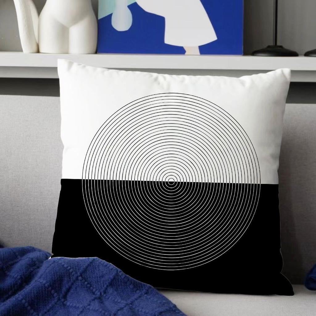 Ins Nordic Geometry Black and White Pillowcase Light Luxury Home Sofa Cushion Cover Living Room Bedroom Pillow Cover