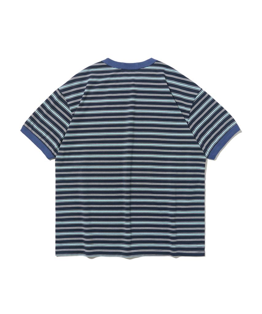 TAILOR STUDIO Authentic Soft Logo Stripe T-Shirt (Navy/Blue)