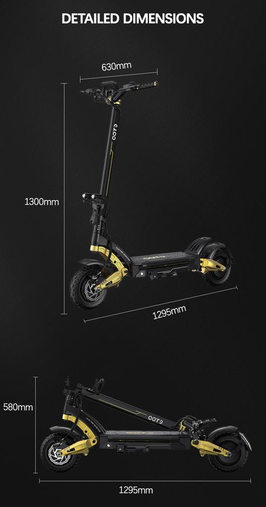OOTD S30 3000W Peak Electric Scooter Adult Dual Motor 23.4AH 65km/h Hydraulic Brake Foldable E Scooter 10" Fat Tire All Terrain