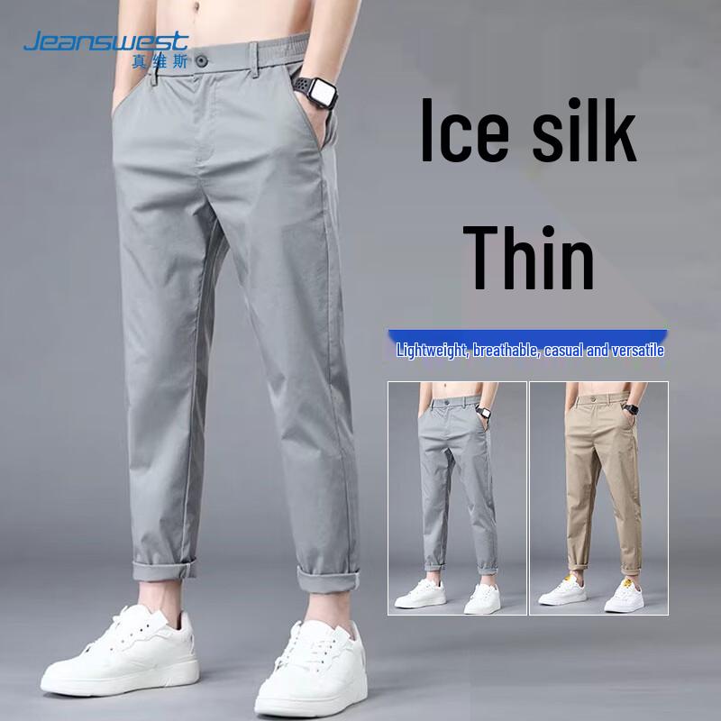 Jeanswest Men's Summer Ice Silk Straight Fit Chino Pants