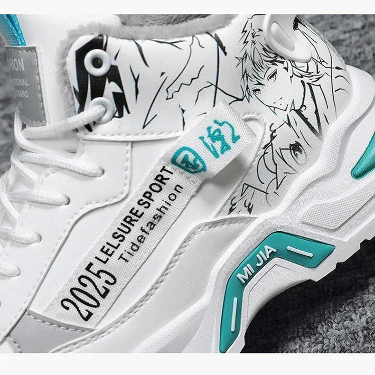 Fashion Winter Men's Shoes New Breathable High Top Shoes with Thick Soles and Warm Cotton Shoe Sneakers Daddy Shoe