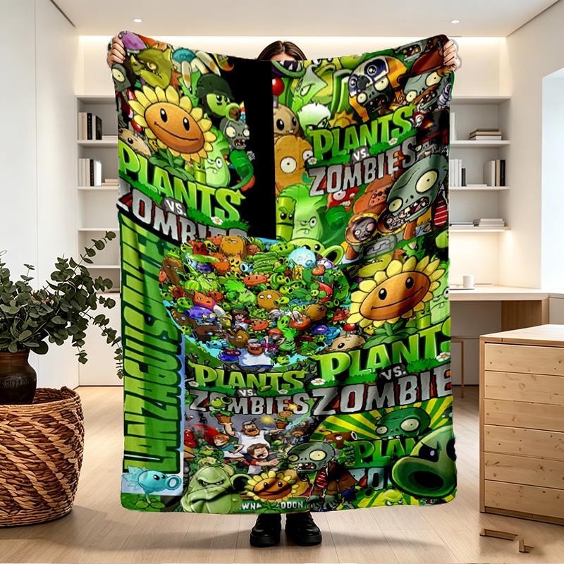Plants vs. Zombies Print Blanket - Soft & Comfortable, for Bedroom, Travel, Sofa, Home Decoration - Birthday Christmas Gift for Friend