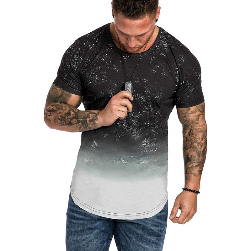 

Летний топ с круглым вырезом и 3D-градиентным принтом, модные повседневные футболки с короткими рукавами для мужчин 6XL