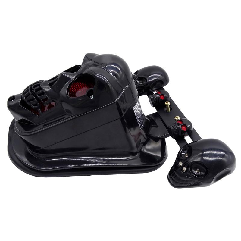 1 Pair Skull-shaped Motorcycle Signal Light Decoration Motorcycle LED Turn Signal Rear Brake Tail Light Universal Accessories
