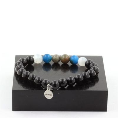 Stones and Minerals. Sapphire Pearl Bracelet from Mogok, Burma, Myanmar + Selenite from Morocco Made In France.