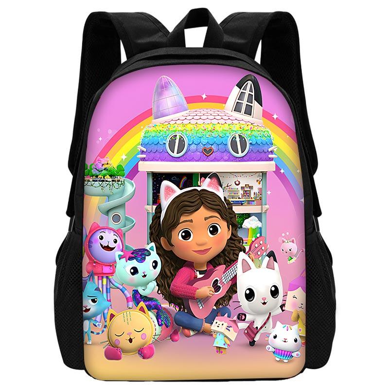 Schattige Gabby's Cartoon Poppenhuis Kinder Schoolrugzak met Lunchtassen, Etuis, Schooltassen voor Jongens Meisjes Beste Cadeau