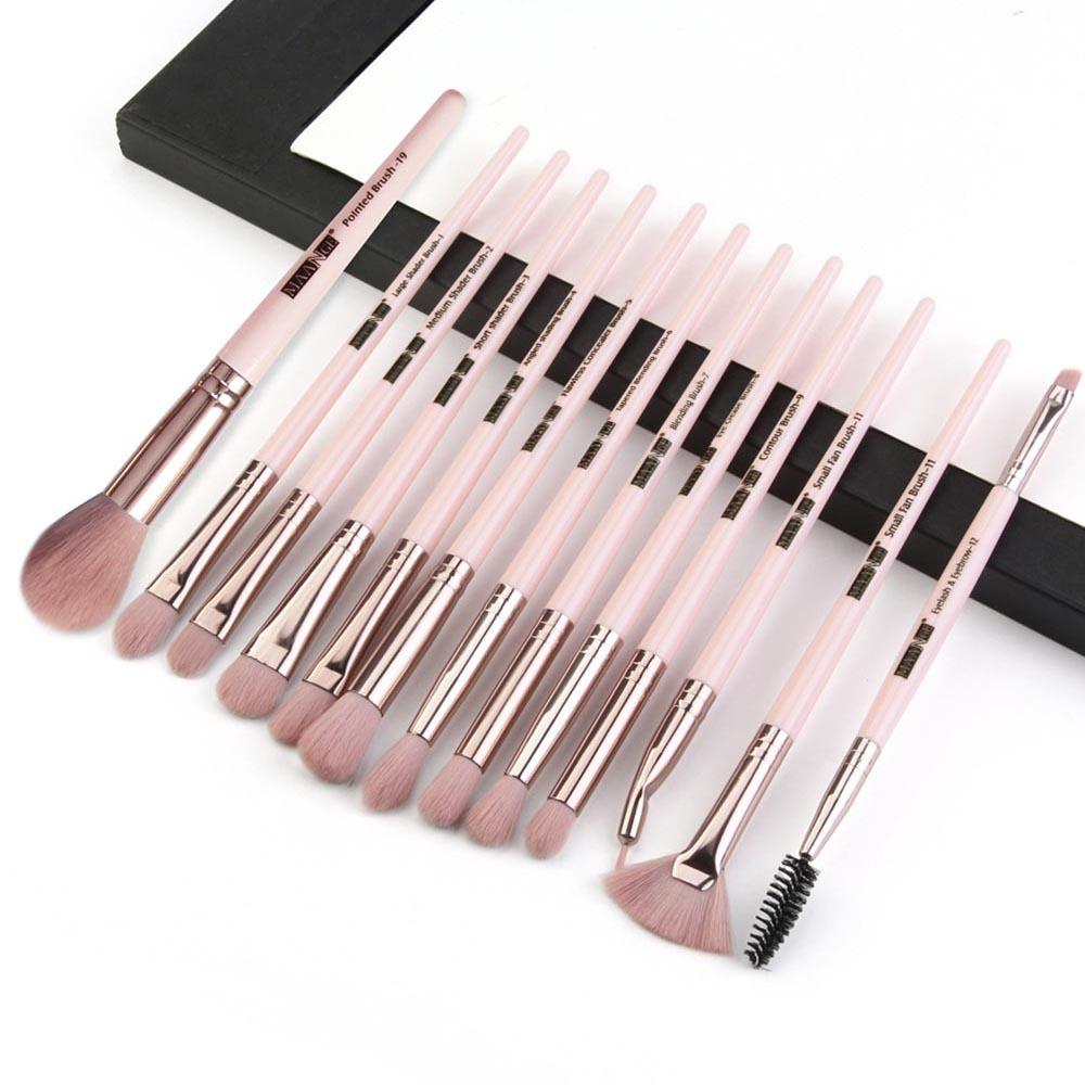 

MAANGE MAG5818 13Pcs Eye Makeup Brush Set for Eyeshadow Eyeliner and Blending Pink+Rose Gold