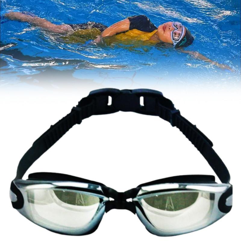 Waterproof Adult Swimming Glasses With Electroplated Clear Lenses And Silicone Strap