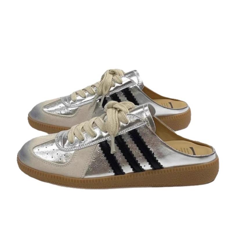 Retro Old Polished Flat-bottomed Bag Head Half Slippers Women's New Versatile Outer Wear Comfortable No Heel White Shoes