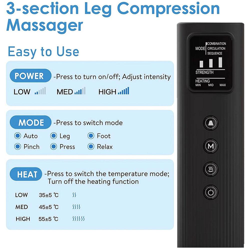 KO Electric Leg Muscle Relaxor With 6 Massage Modes Air Compression With Heating Function Leg Massager To Relax Muscles
