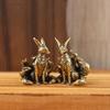 1Pcs Nine Tailed Fox Miniature Figurines Desk Ornament Brass Mythical Fox Statue Mini Copper Animal Sculpture Home Decor Crafts