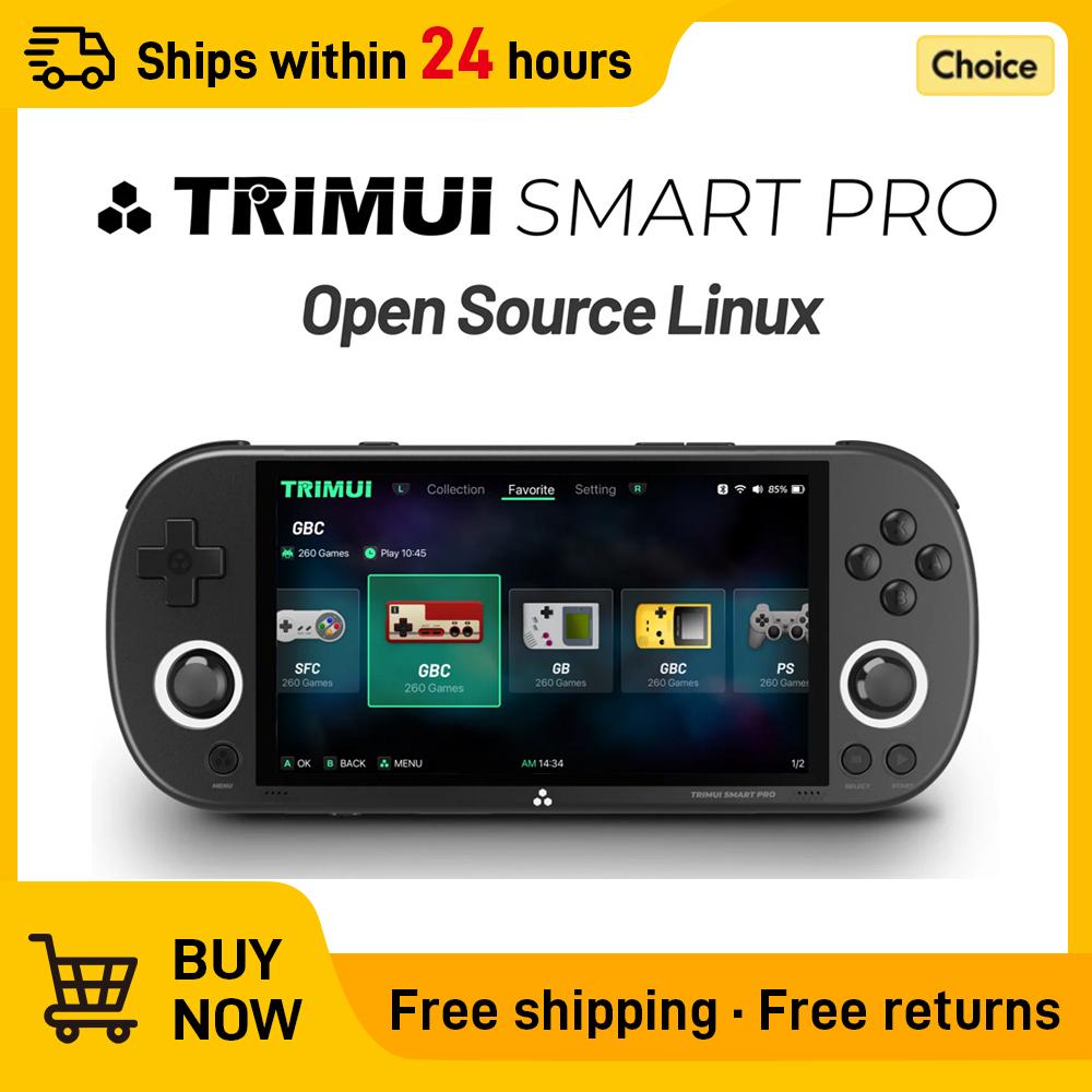 

Игровая консоль в стиле ретро Trimui Smart Pro, портативная игровая консоль, 4,96 дюйма, IPS-экран, система Linux, джойстик, RGB-подсветка, Smartpro, новинка 2024 года No Card