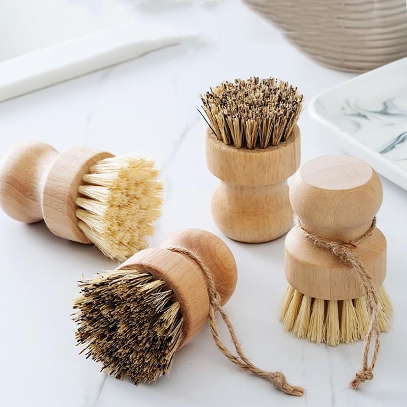 Bamboo Scrub Dish Brushes For Kitchen-Delicate Natural Washing Brush Clean Iron Pots Plates For Home Kitchen Clean