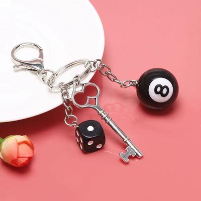 Biljard Svart NR 8 Nyckelring Kreativ Dekoration Tillbehör Bordsboll Hänge Mini Nyckelringshänge DIY Dekorativa Gåvor Tillbehör