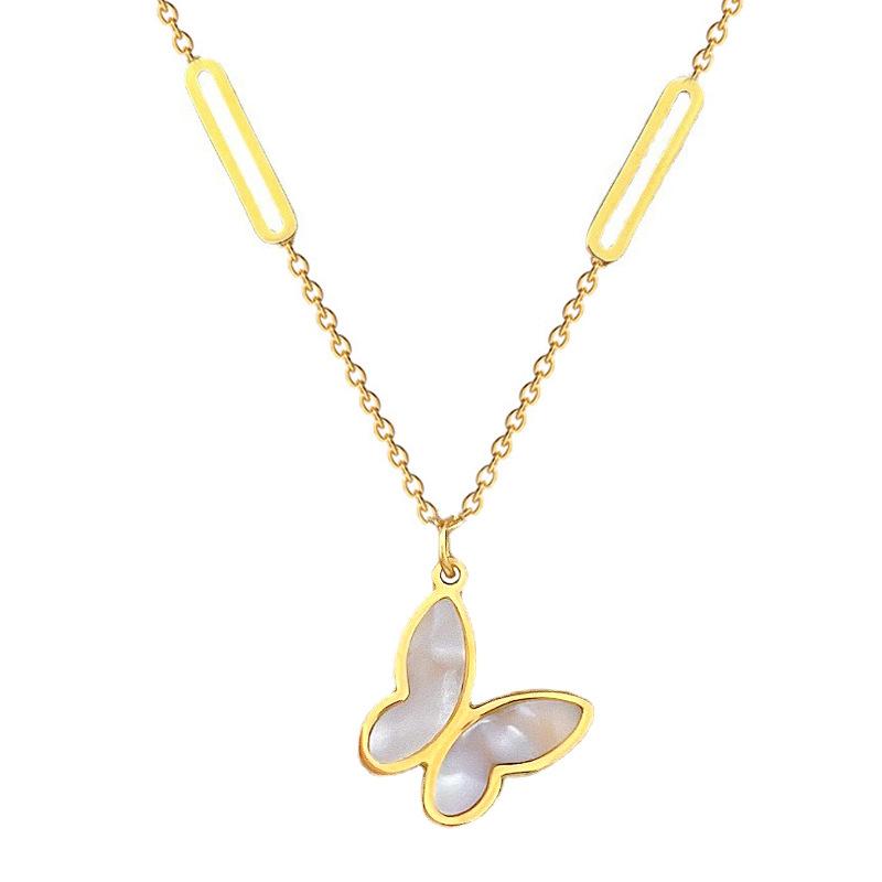 Fritillary Butterfly Personality Minimalist Wind Furnace Real Gold Necklace Female Collarbone Chain