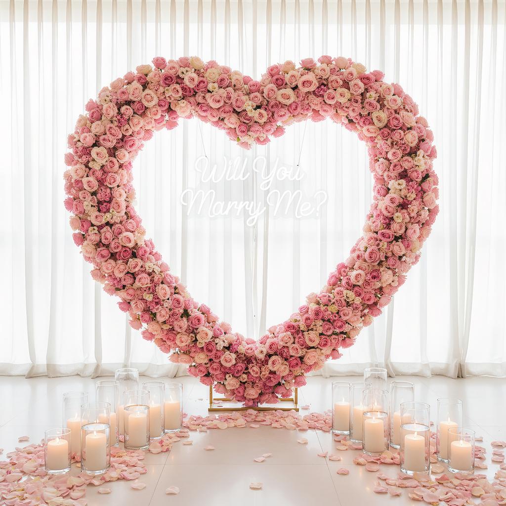Double-Layered Wedding Balloon Arch 6.7FT Heart-Shaped Balloon Stand Reusable for Ceremony Valentines Day Birthday Party Decor