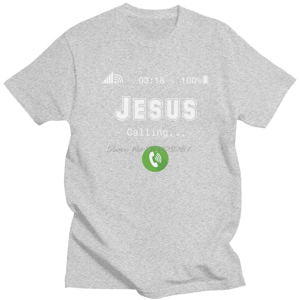 Camiseta Engraçada Jesus Está Chamando Para Homens Casual Fé Cristã Camiseta Gola Redonda Ajustada Camiseta de Algodão Oversized Streetwear