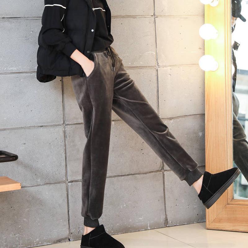 Winter Women Cotton Thickening Lamb Hair Warm Sweatpants Casual Comfy Sweatpants Leisure Trousers Pants