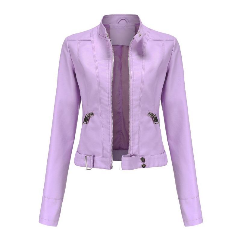 Stand-up Collar Leather Jacket Women's New Leather Jacket Women's Jacket Slim Thin Small Coat Women's Motorcycle Clothes