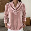 Women's Fashion Velvet Cowl Neck Long Sleeve Top, Loose Fit