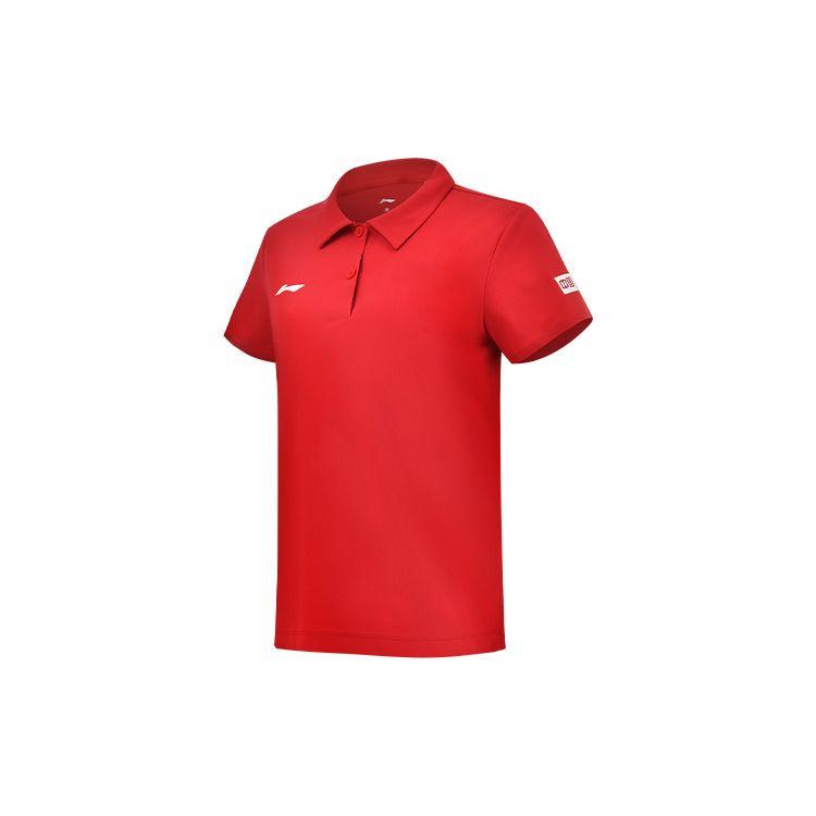 Li Ning National Team Glory Flag Quick-Dry Polo Shirt Unisex Polo Shirts Red APLS229-3