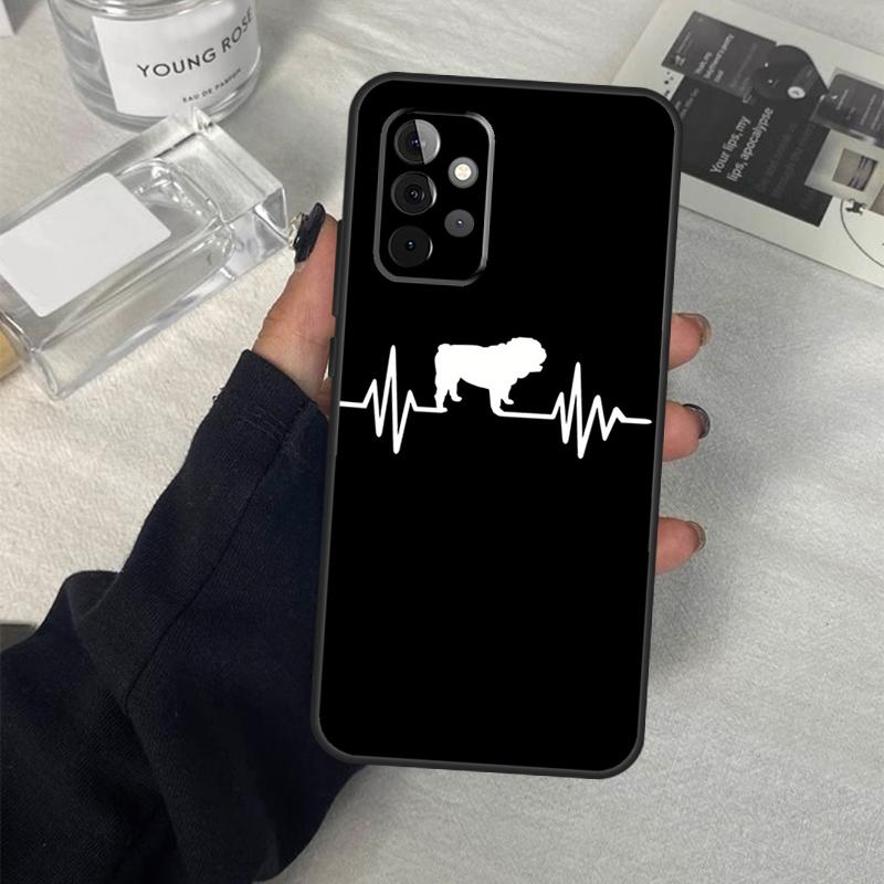 English Bulldog Herzschlag Hülle Für Samsung Galaxy A13 A23 A33 A53 A17 A06 A16 A56 A36 A54 A34 A14 A52 A32 A15 A35 A55