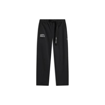 Li Ning CF Su Series Solid Color Casual Lace-Up Straight Loose Knit Sports Pants Men Pants Black AYKU621-2