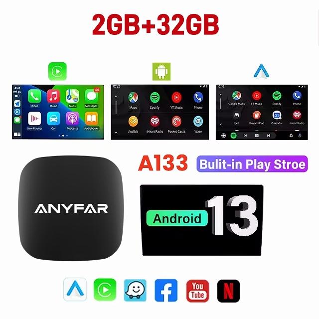 Android 13 Ai Box Wired To Wireless Carplay Android Auto Adapter WiFi For Youtube Nexflit Cars Smart Ai Box Bulit In Play Stroe