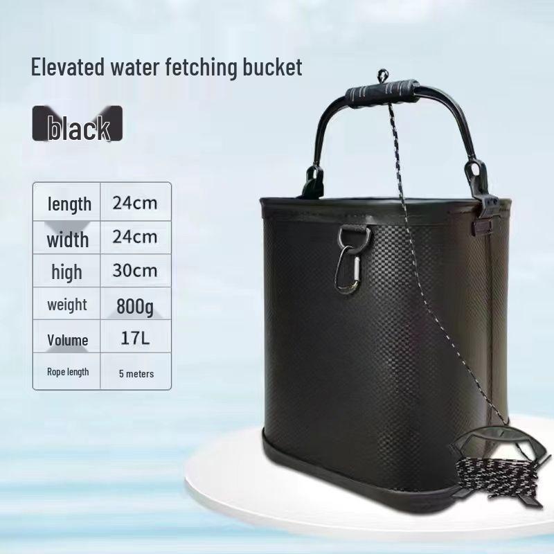Foldable EVA Water & Fishing Bucket with Breathable Mesh – Portable for Car Wash & Fishing Gear. 17L