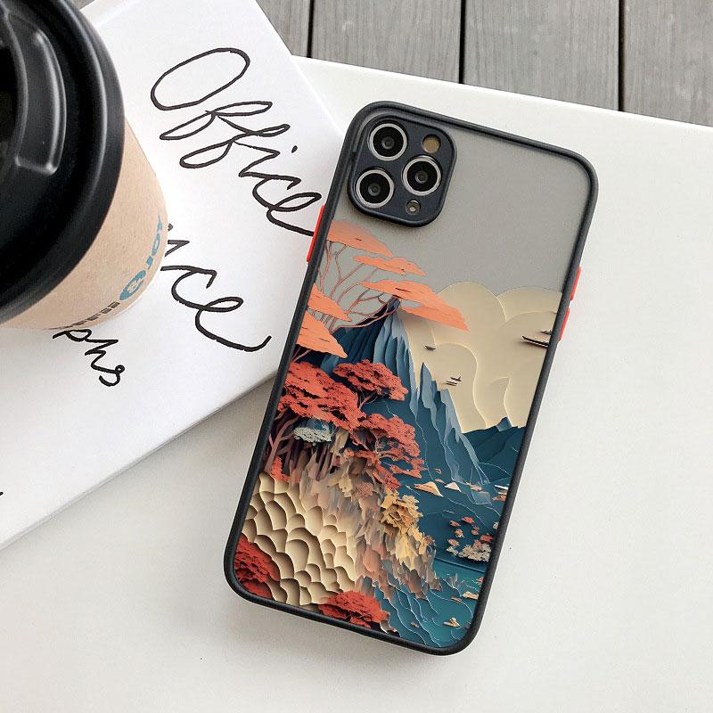 Landscape Printing phone case For iPhone 17 16 15 14 11 12 13 Pro Max Mini 16 Plus XS X XR Creative Mountains Shockproof Cover