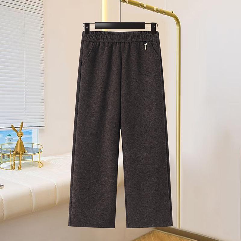 

Женские шерстяные брюки прямого кроя для среднего и пожилого возраста - Осенне-зимние повседневные свободного кроя 4XL recommend for 135-145 jin кофейный