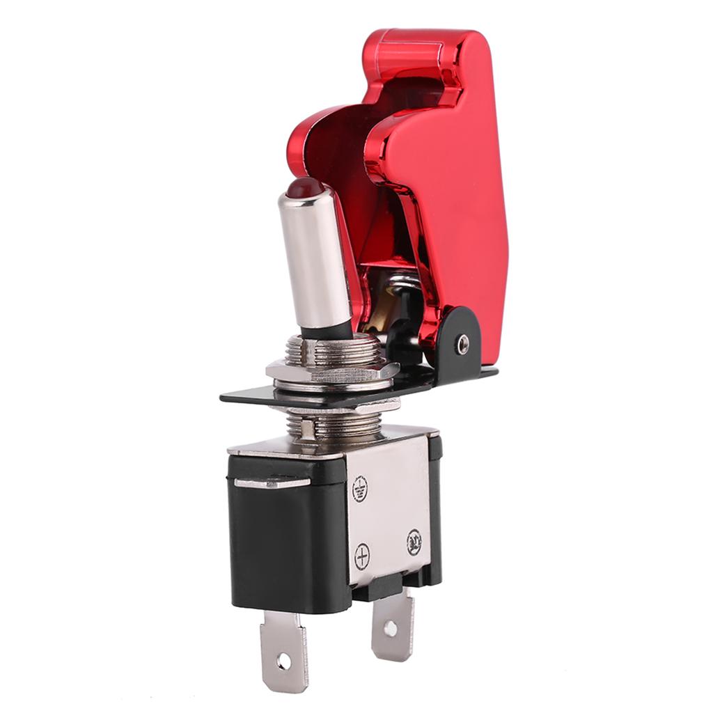 12V 20A Racing Car Red Cover LED Light SPST Toggle Rocker Ignition Switch Control On Off