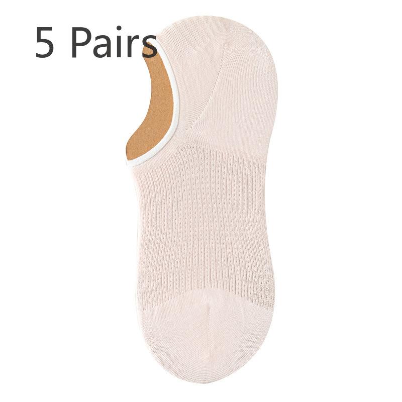 5 Pairs of Women's Summer Ultra Thin Shallow Mouth and 7A Antibacterial Deodorant Invisible Socks