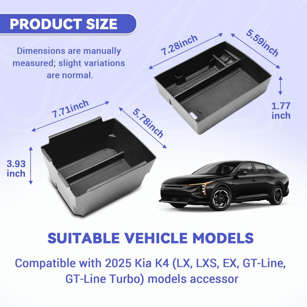 Center Console for 2025 K4 Double Layer Armrest Storage Box Organizer Interior Car Storage Tray Center Console Car Accessories