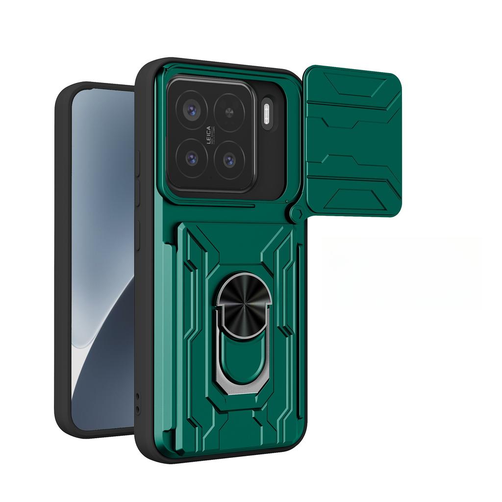 For Xiaomi 15 Case Camera Rotation Slide Card Slot Rotation Car Magnetic Ring Phone Case Protective Cover